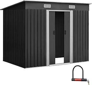 Giantz Garden Shed 2.38×1.31m Storage Box, Greenhouse Home Outdoor Workshop Shelter Tool Shade House, Sloped Flat Roof Dou…