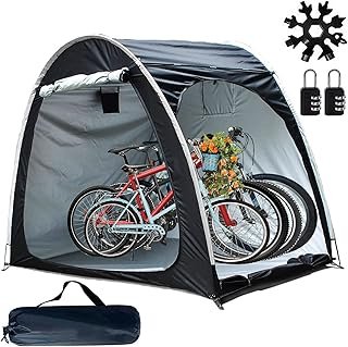 Bike Storage Shed,Bicycle Cover Tent,Heavy Duty Enlarged Style Two Doors Can Store 3-4 Bicycles Oxford Fabric Material,wit…