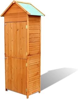 Garden Storage Cabinet with Waterproof Roof Solid Wooden Frame Outdoor Tool Shed Weather Resistant Vertical Storage Shed C...