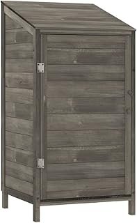 Outdoor Storage Cabinet Tool Shed Wooden Garden Shed Organizer Wooden Lockers Outside Vertical Tool Shed for Yard Patio La…