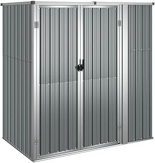 vidaXL Galvanised Steel Garden Tool Shed in Grey – Spacious and Secured Outdoor Storage Solution for Garden Tools and Equi…