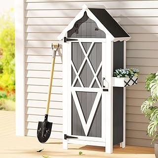 Gardeon 3-Tier Outdoor Storage Cabinet, 179cm Tall Wooden Cupboard Tool Box Garden Shed Shelving Storages Bench Tools Ches…