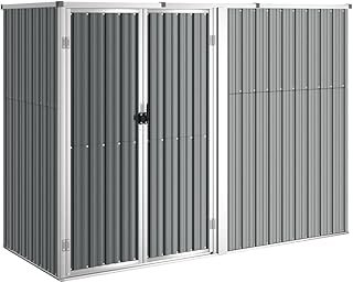 vidaXL Galvanised Steel Garden Tool Shed – Spacious and Sturdy Storage Unit for Garden Tools and Lawn Equipment – Grey, 22…