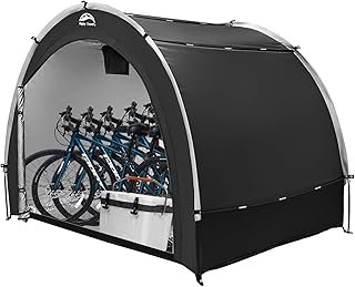 Happy Travel Outdoor Bike Storage Tent,8×7FT Large Waterproof Portable 2-in-1 Shed with Double Doors and Meshes,Lightweigh…