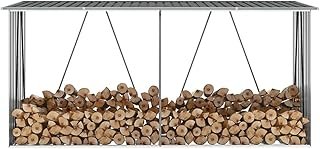 BECLOH Firewood Rack Stand,Garden Log Storage Shed, for Outdoor Patio for Fireplace Metal Lumber Storage Carrier Organize…