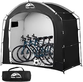 Happy Travel Bike Storage Shed Tent, Waterproof Portable Bicycle Cover with 30% More Top Storage Space for 2/3/4/5 Bikes,C…