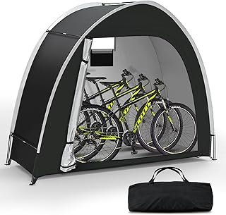 Bike Storage Shed Tent – Upgraded Outdoor Portable Bicycle Storage Sheds with 210D Oxford Fabric PU5000 Waterproof for 2-3…