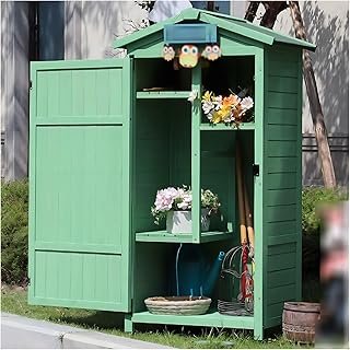 Outdoor Vertical Storage Shed with Lockers Garden Storage Box and Patio Tool Cabinet Large Organizer Locker with Door for …